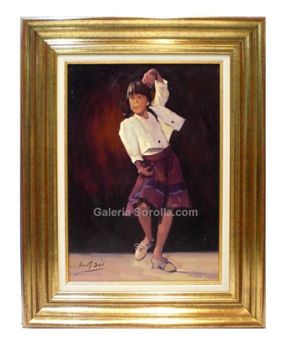 Foto Niña bailando | Pinturas de arte flamenco en óleo sobre tabla